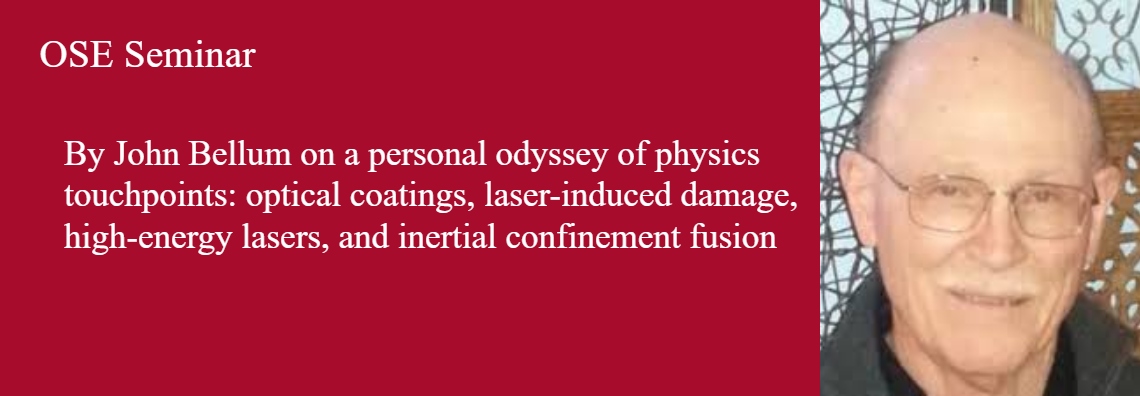 OSE Seminar, Thursday, October 17th, Time: Noon to 1:10 PM at PAIS Room 2540 and Zoom.